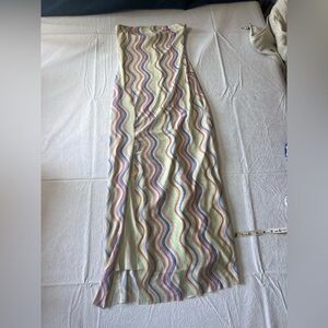 Zara Patterned, Colorful, Reflective Strapless Dress